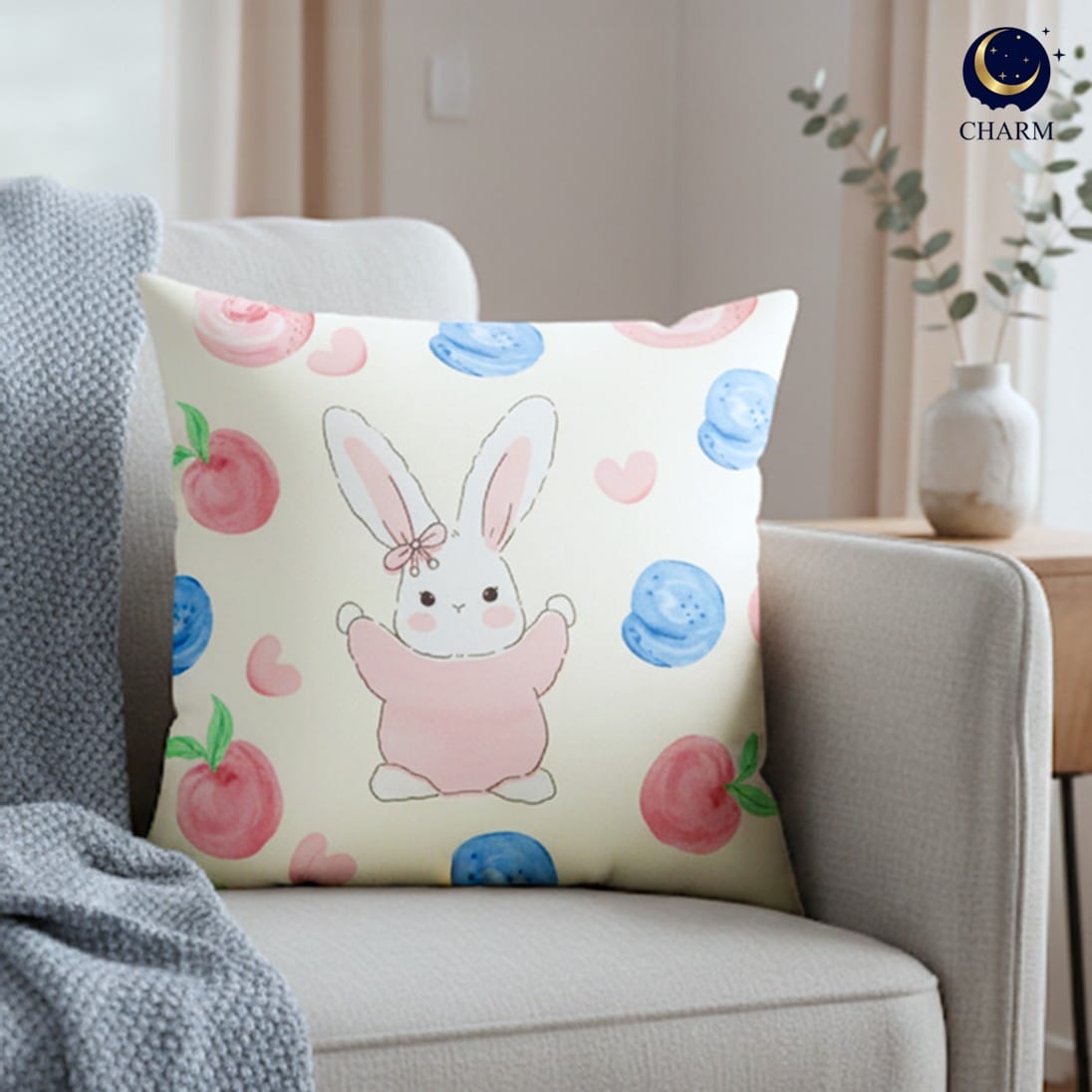 หมอนอิง CHARM 20.5X20.5 นิ้ว ลาย PEACHY BUN_8